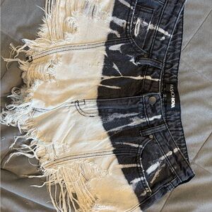 Fashion Nova Monochrome Tie-Dye Frayed Shorts